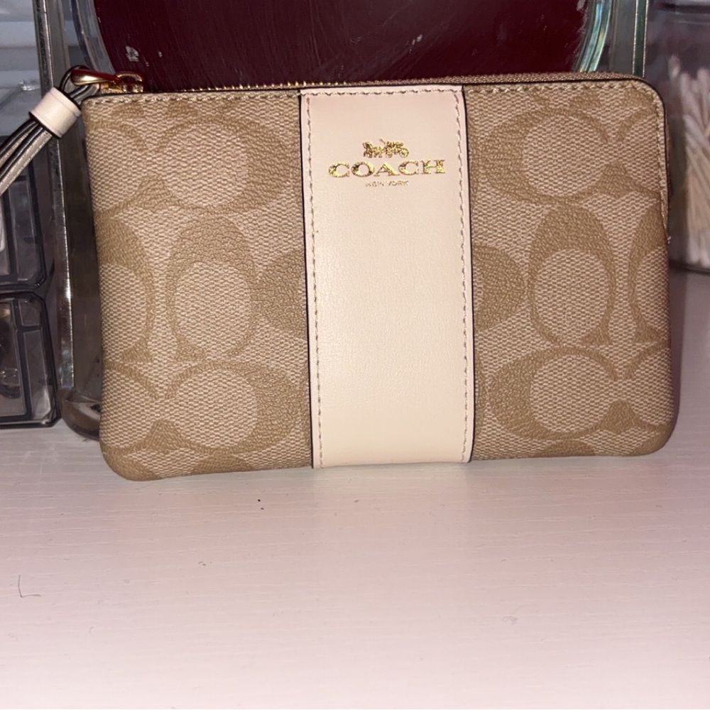 Coach Tan and Cream Wristlet